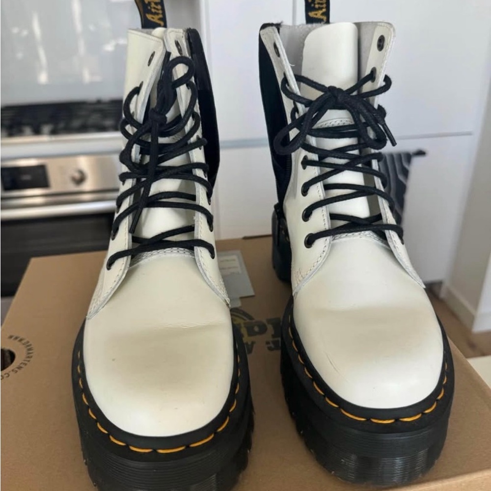 Dr. Martens Women's White platform Combat Boots